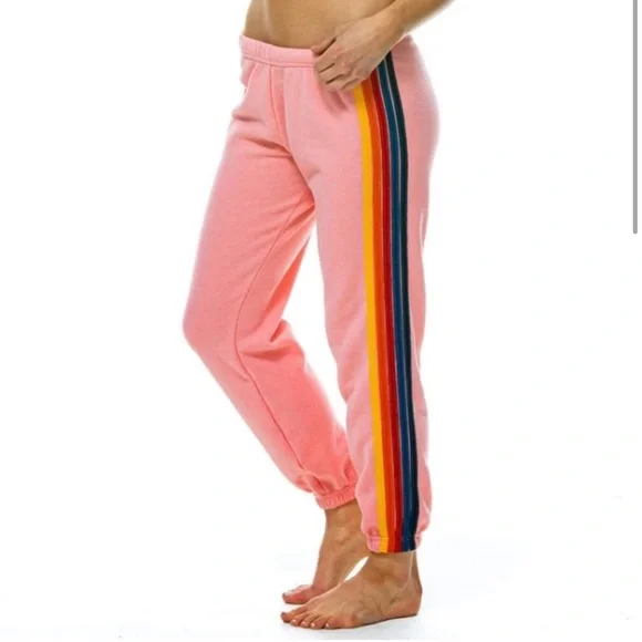 AVIATOR NATION Blush Sweatpants w Stripes/ XS - Picture 1 of 5